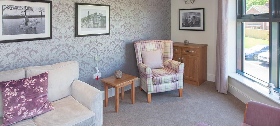Lounge area at Briggs Lodge Residential and Nursing Home in Wiltshire