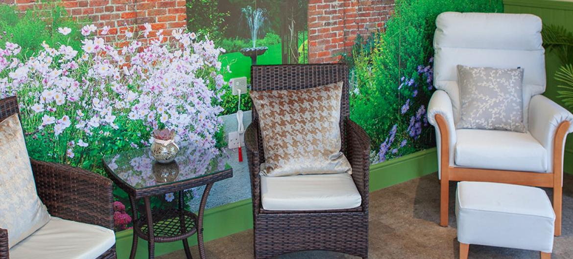 Seating area at Briggs Lodge Residential and Nursing Home in Wiltshire
