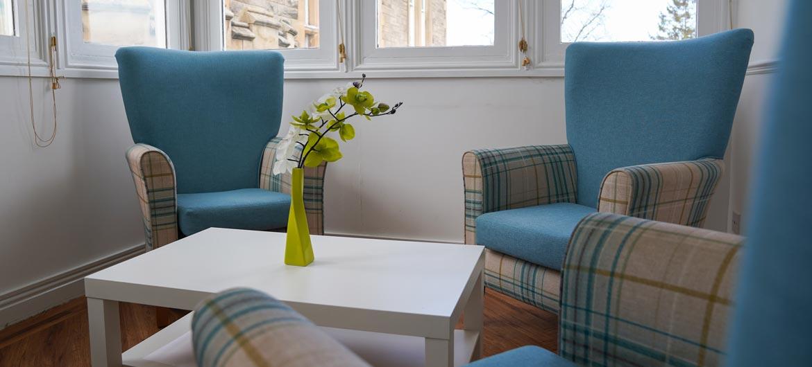 Shared lounge at Camilla House Care Home in Edinburgh