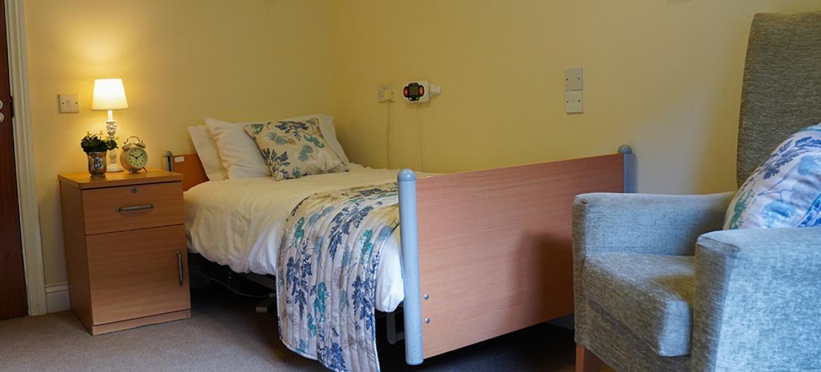 Light airy bedroom at Dovecote Residential and Nursing Home 