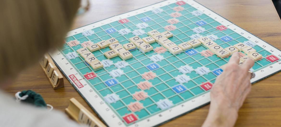 Residents playing Scrabble.