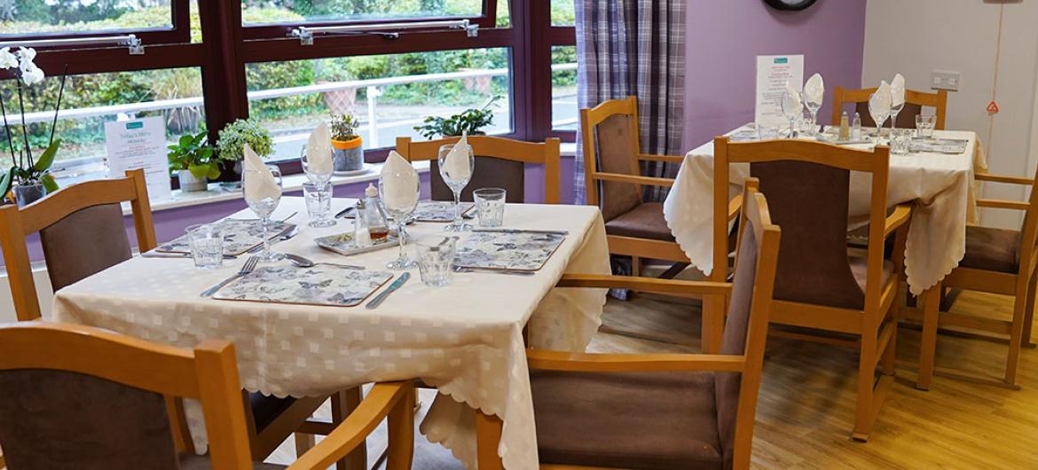 Restaurant area at Hastings Care Home in Malvern