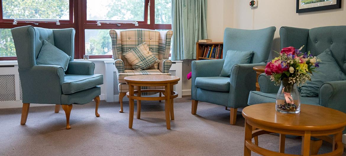Seating area at Hastings Care Home in Malvern