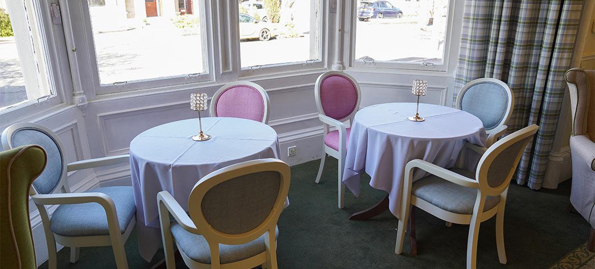 Interior of dining room at Howard house