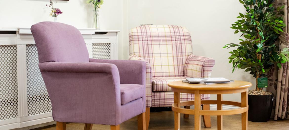 Communal lounge at Lammas House Residential Care Home