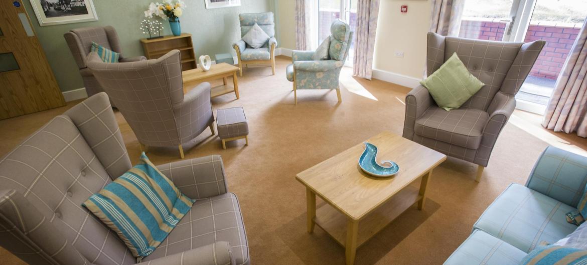 The beautifully decorated, comfortable lounge at the Lake View Residential Care Home.