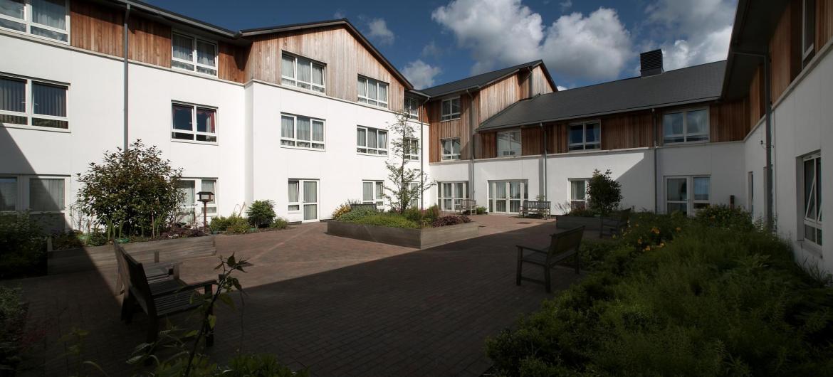 The courtyard at Meadows House Residential and Nursing Home.
