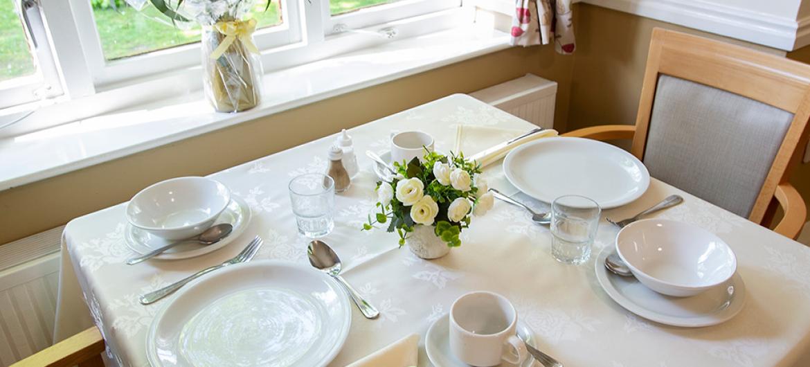 Dining area at Nunthorpe Oaks Residential Care Home in Middlesbrough