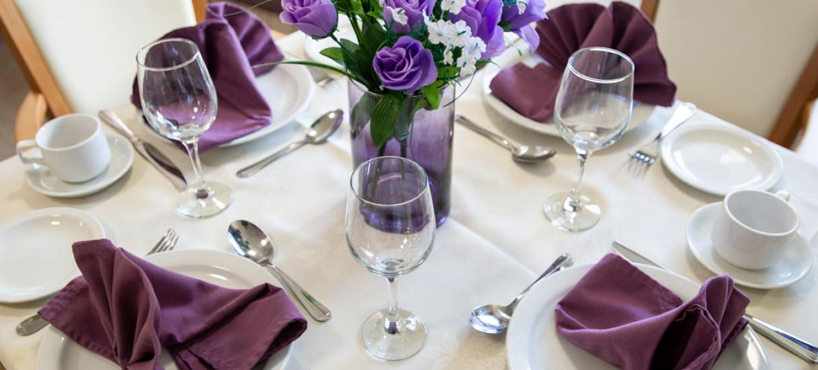 Queens care home dining table layout