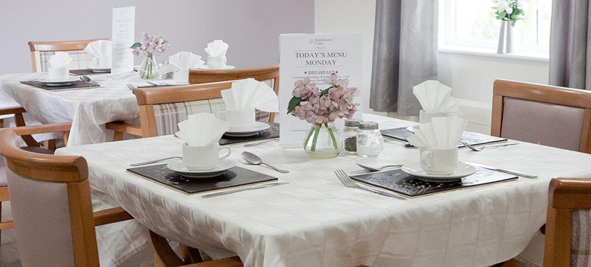 Dining area at Rushyfields Residential and Nursing Home in Durham