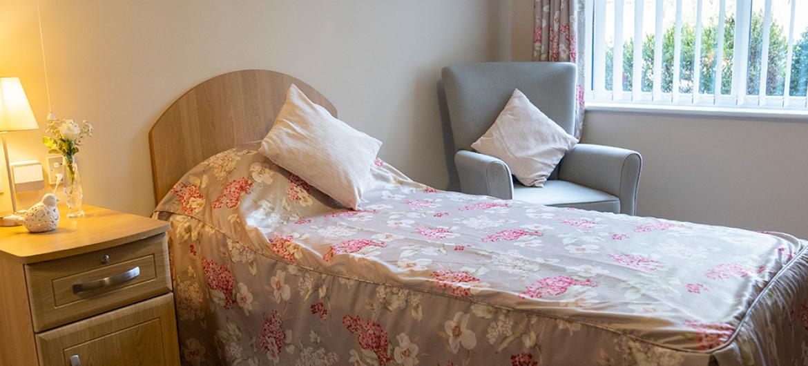 Interior of bedroom at Castlecroft Castlecroft Residential Care Home in Birmingham