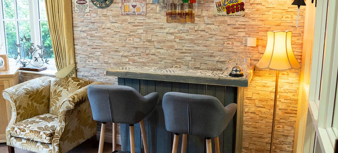 Interior of bar area at Iffley Residential and Nursing Home in Oxford