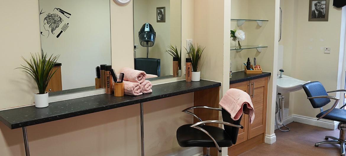 Interior of hair dressing salon at Iffley Residential and Nursing Home in Oxford