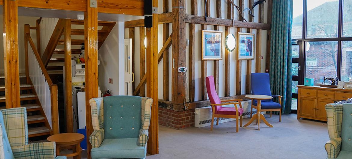 Interior of seating area at Lyons Court Residential Care Home in Essex