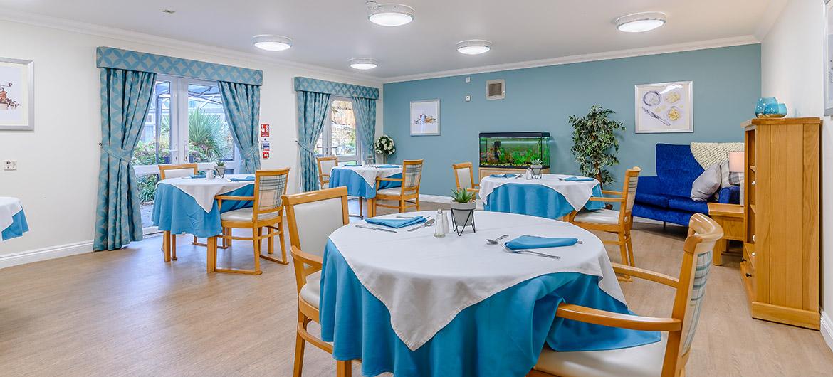 Bright and airy dining rooms at Wantage Care Home in Oxfordshire