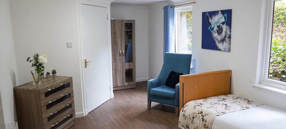 Interior of a bedroom at Westwood house