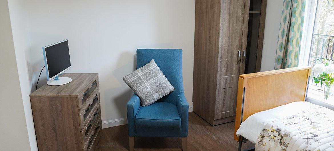 Interior of bedroom at Westwood house