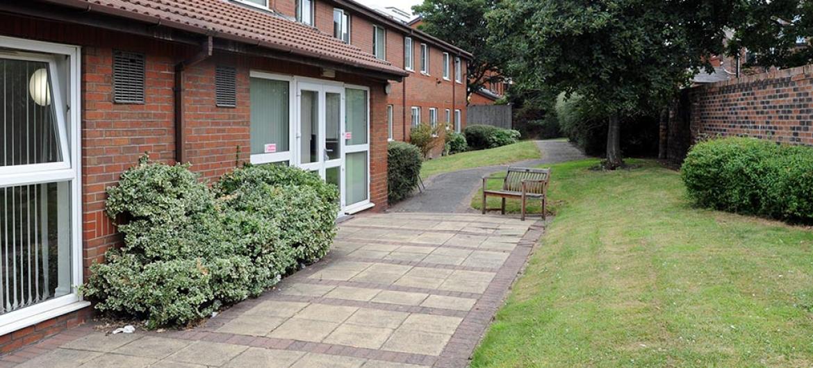 Side garden at Willow Gardens Residential and Nursing Home in Merseyside