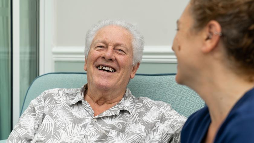 Resident and staff Smiling