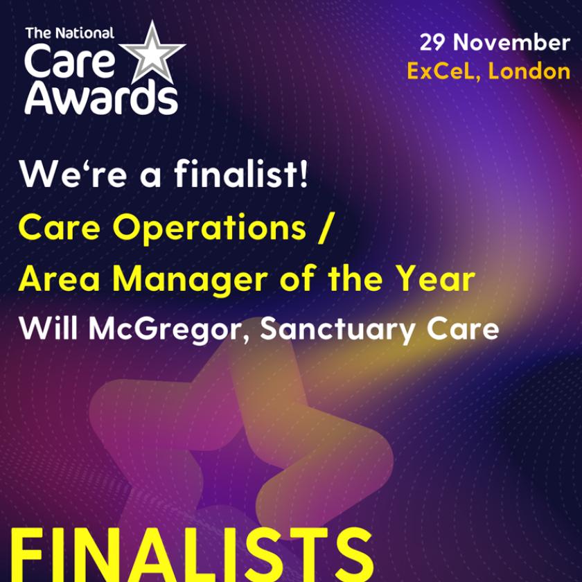 We're a finalist! Care Operations / Area Manager of the Year