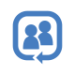 An icon with two silhouettes inside a box with an arrow to represent continuity