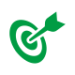 An icon of an arrow in a target to represent purpose