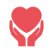 An icon of two hands holding a heart to represent security