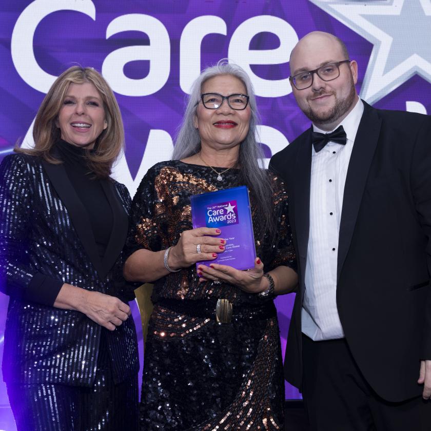 Bunga Gurden with her National Care Award for Carer of the Year 