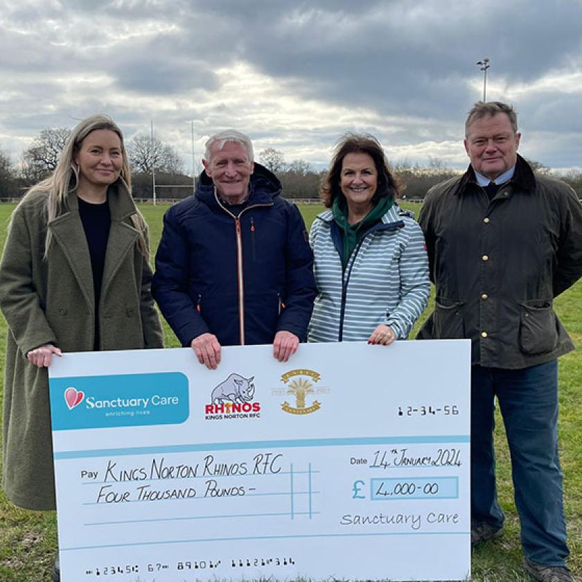 Ron Bunce receives donation on behalf of Kings Norton Rugby Club 