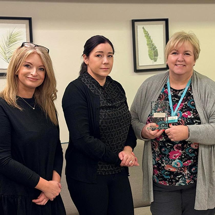 The team at Allanbank Care Home in Dumfries with their Caring UK Award