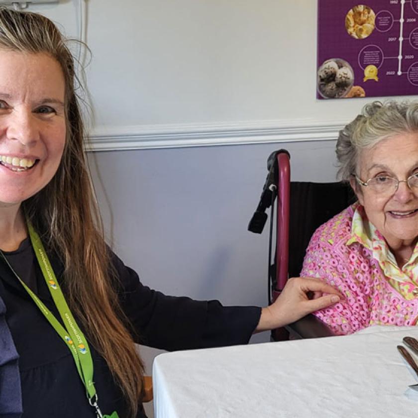 Gilly with mum Irene, who lives at Abercorn House Care Home in Lanarkshire 