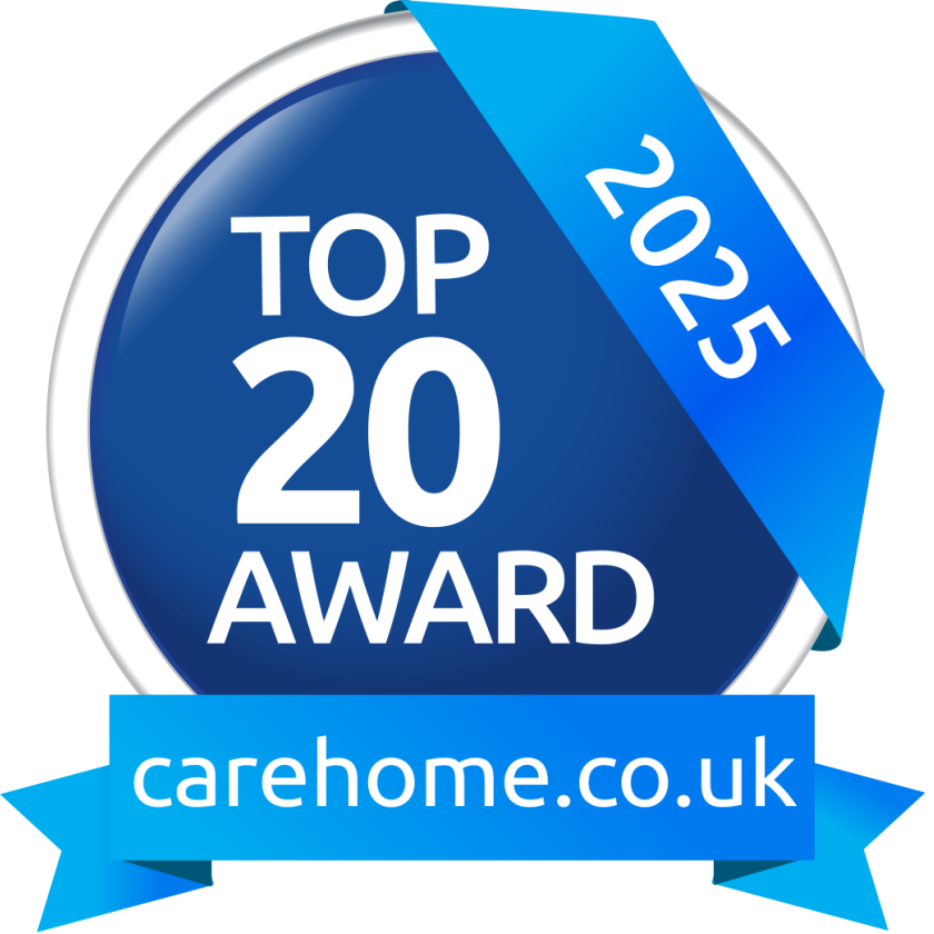 2025 top 20 award from carehome.co.uk logo