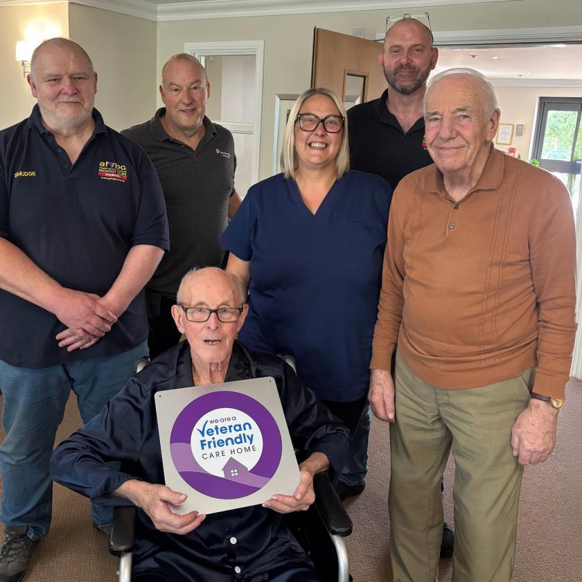 Park View staff and residents with Veteran Friendly Framework Certificate