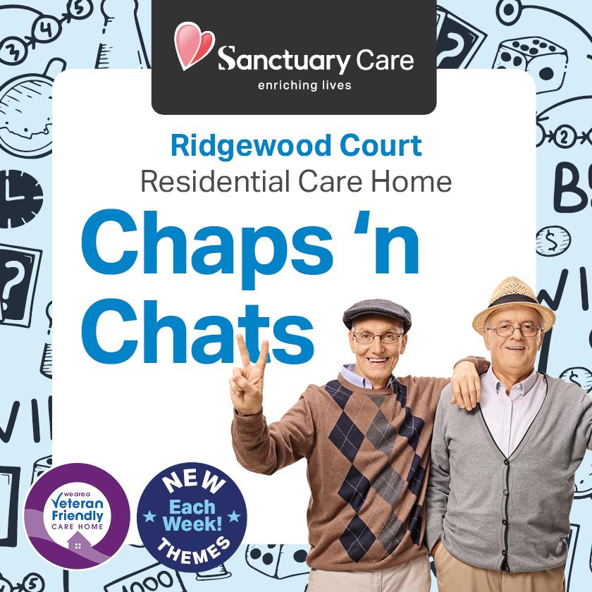 Event poster for the Chaps 'n Chats at Ridgewood Court