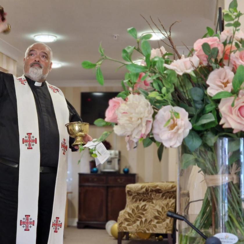 Father David Green blessing Haven on it's 10th birthday