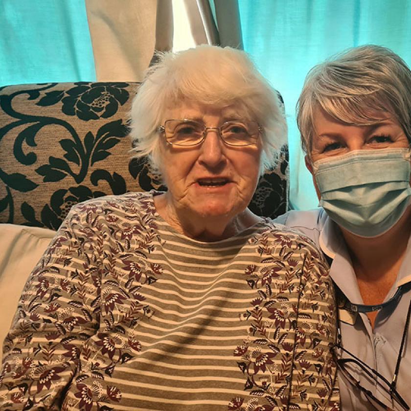 Maggie and daughter Mandy at Maggie's new home, Juniper House Residential Care Home in Worcester 