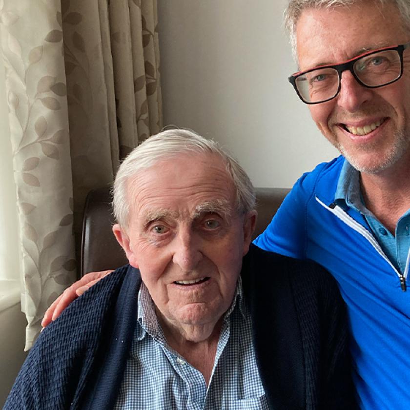 Mark Johnson with father Paul, who has respite care breaks at our Ridgewood Court Residential Care Home in Pensby