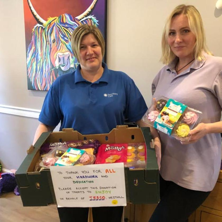 Staff at Park Lodge with a box of goodies