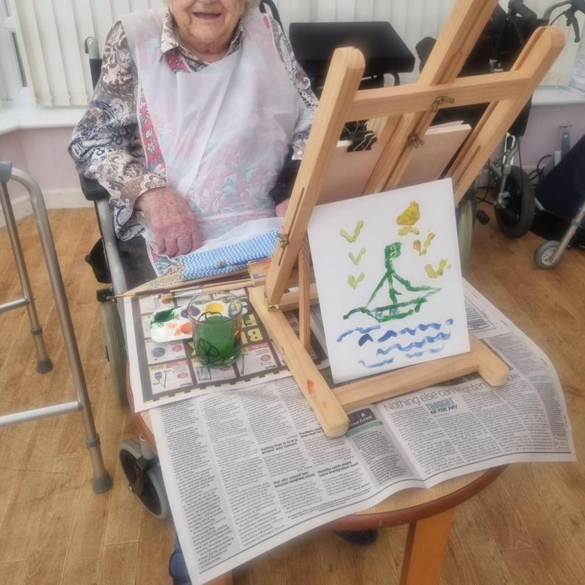 Resident Doris taking part of one of the regular art sessions