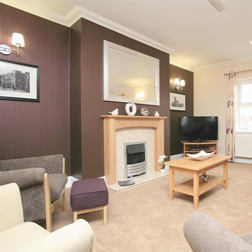 Lounge for residents at Highcroft Hall