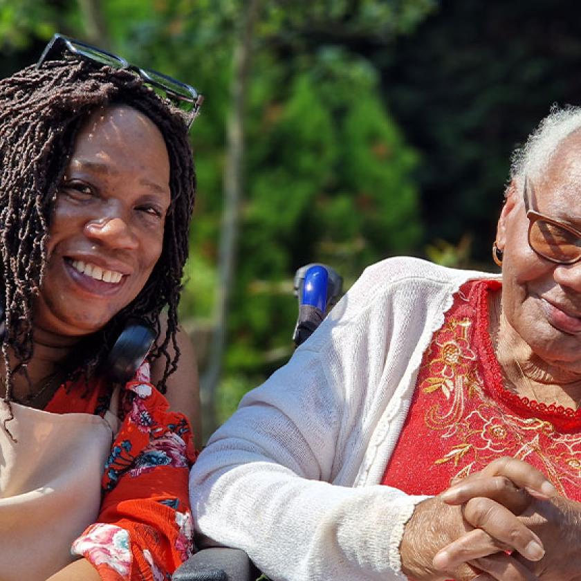 Laura Dean, and mother Geraldine Dean, who enjoys respite breaks at our Haven Residential Care Home in Pinner, Middlesex 