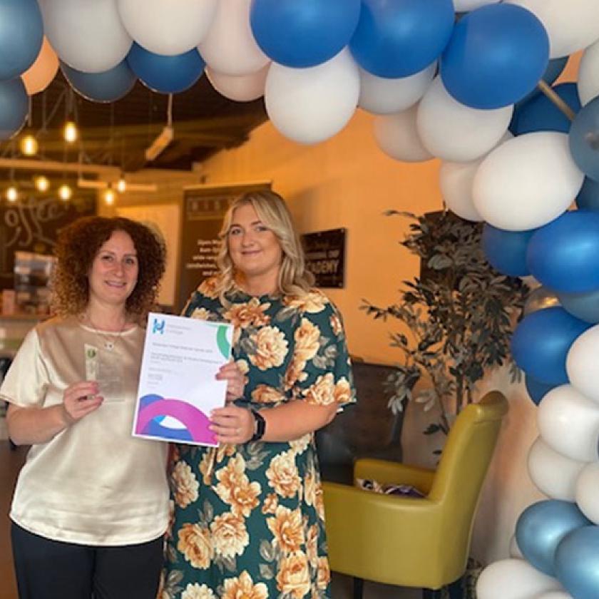 Inspiring the future generation of care workers Leanne and Kelly, from our Bartley Green Lodge Residential Care Home, our care home in Birmingham, receiving their award