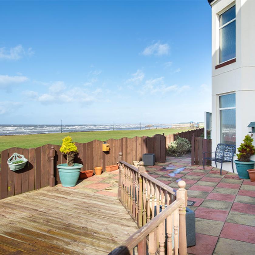 Exterior of Queens care home with view